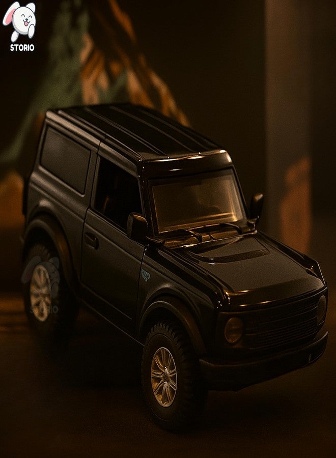 Storio Die-Cast Metal Cars 1:32 Scale | Pull Back Action Toy Vehicles with Openable Doors & Lights | Alloy Model for Kids | Miniature Collectible Cars for Boys & Girls 3+ Years (Bronco Black) - Image 4
